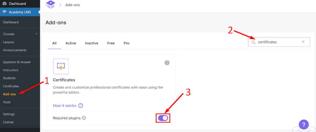 enable certificate addon