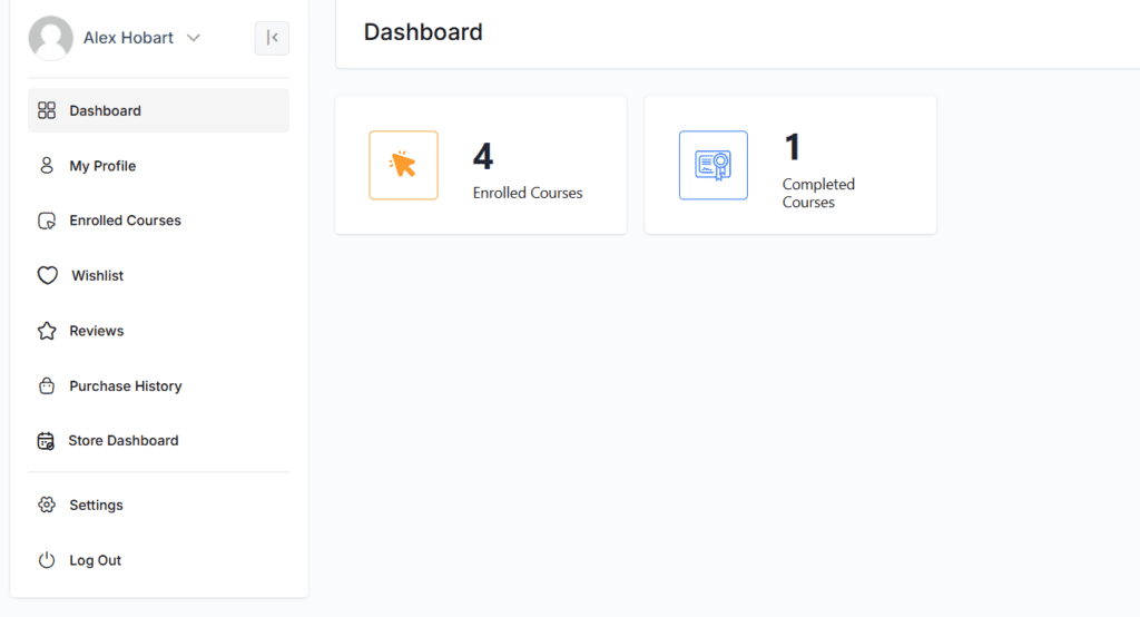 student dashboard preview