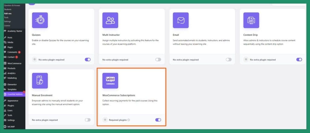 enable woocommerce subscriptions