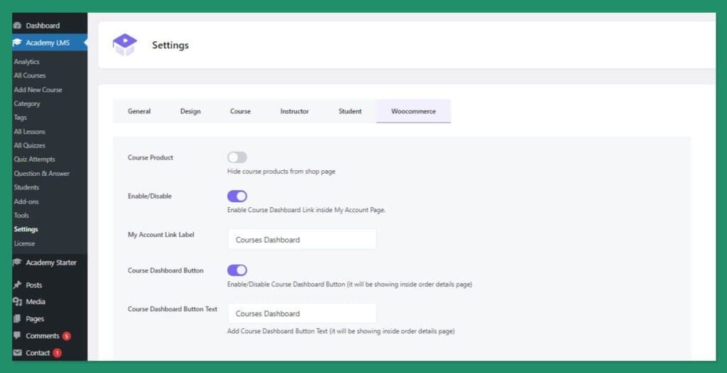 woocommerce settings