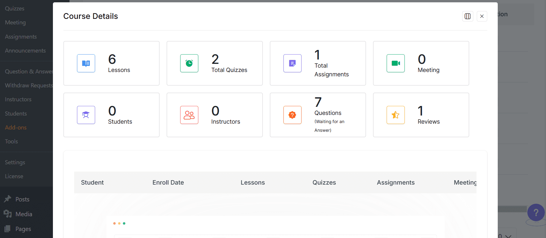 course details analytics 
