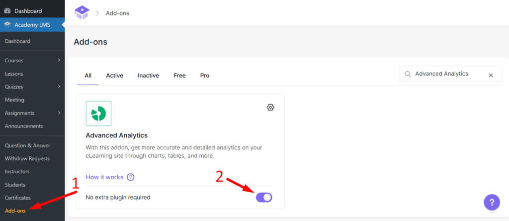 enable advanced analytics addon