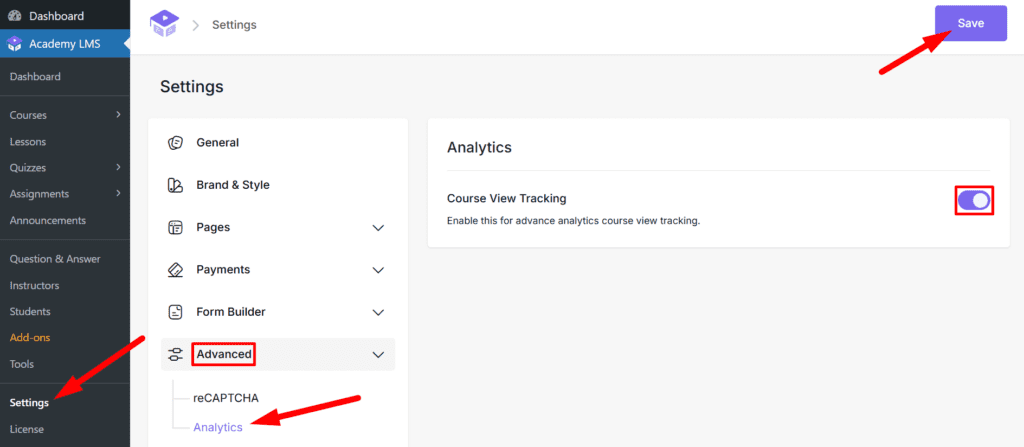course view analytics 