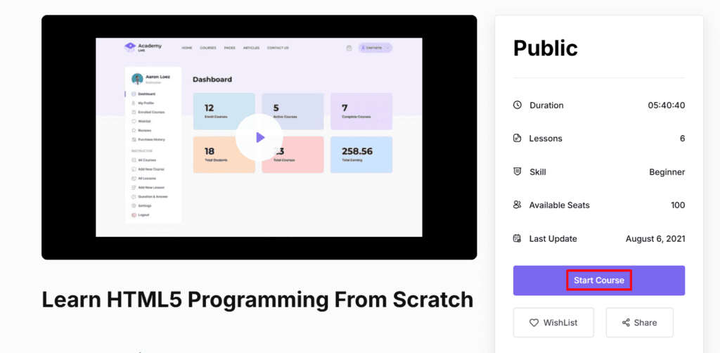 Academy LMS Public Course