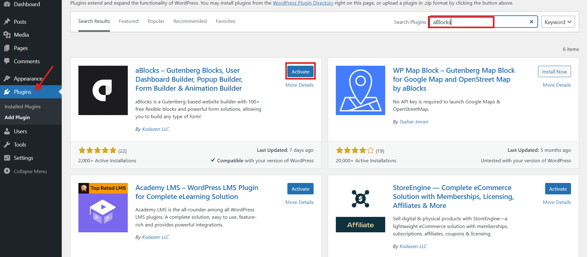 Install a Page Builder aBlocks