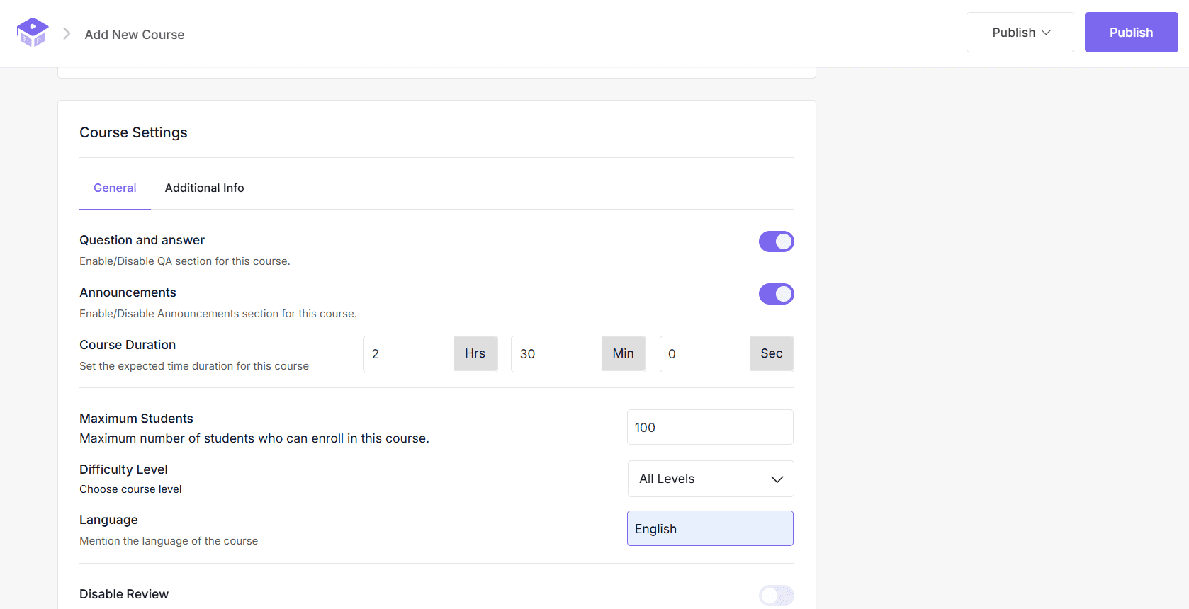 Curriculum Tab