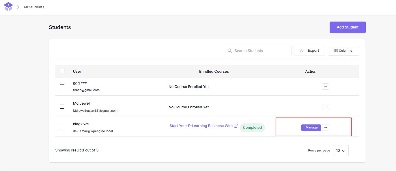 Manage Students Manage Students