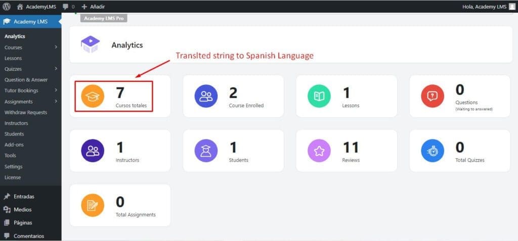 translated language to spansih