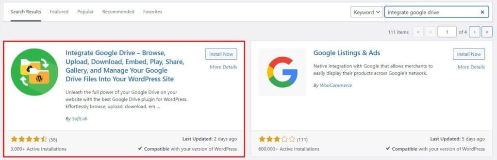 Install & Activate Integrate Google Drive Plugin
