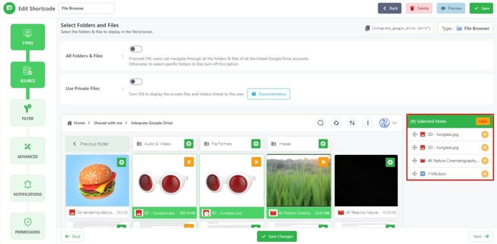 Select Files You Want to Share