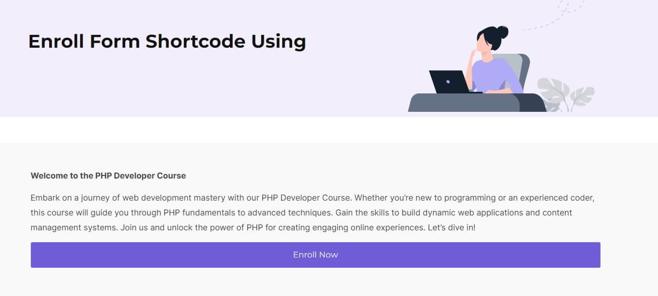 Enroll shortcode Gutenberg Preview 