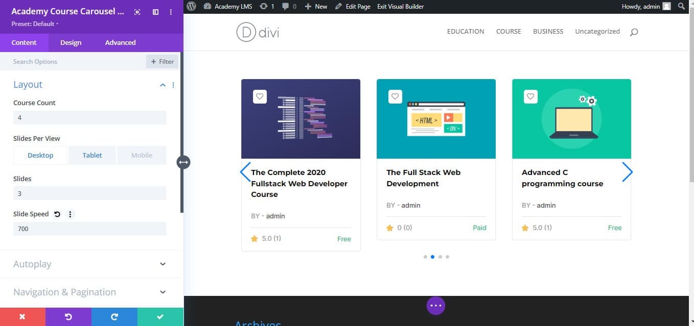 Academy Course Carousel Module