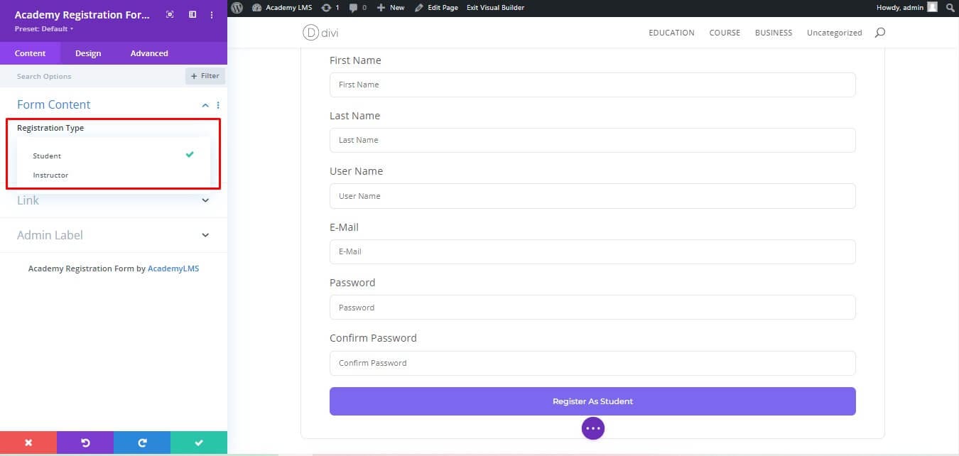 Academy Course Search Divi Module