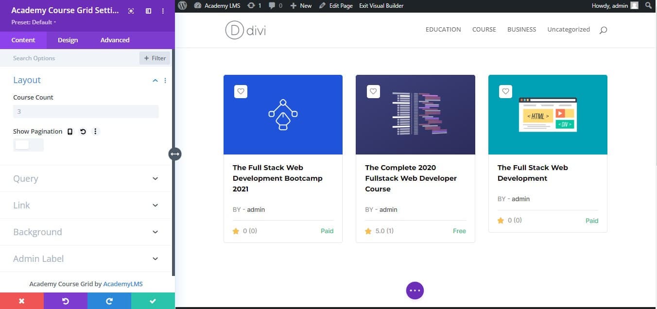 Academy Course Grid Module