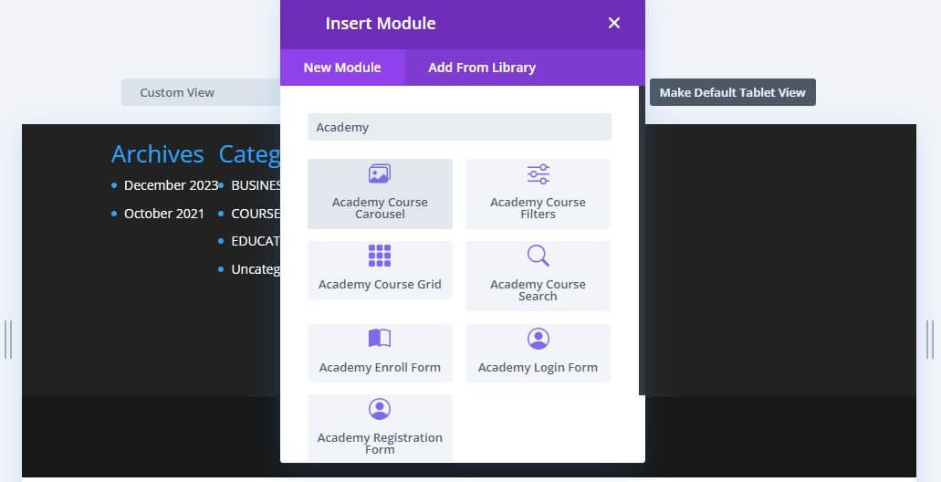 Academy Divi Module