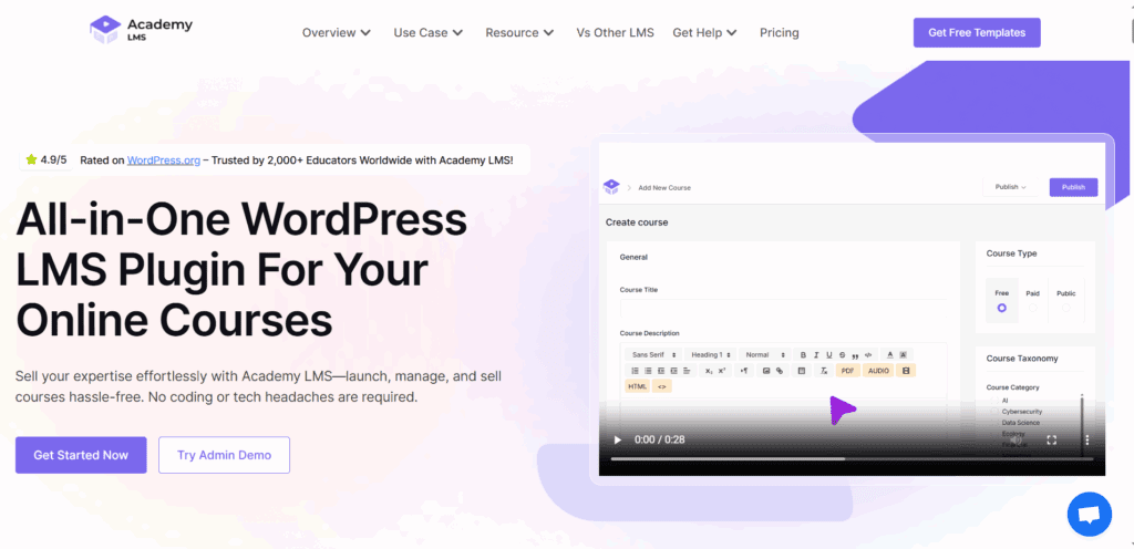 Academy LMS the best WordPress LMS plugin