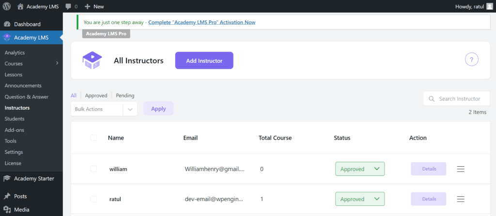 Instructor Management