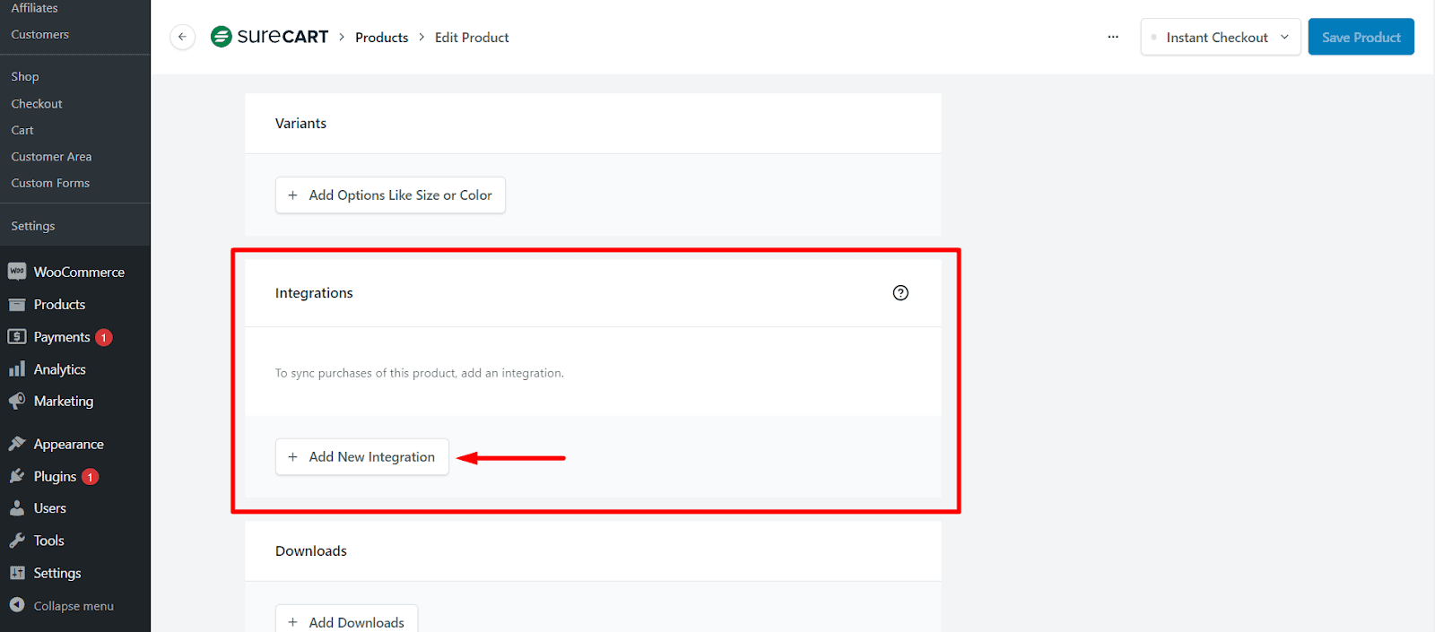Add new integration” to open the Add Integration window.