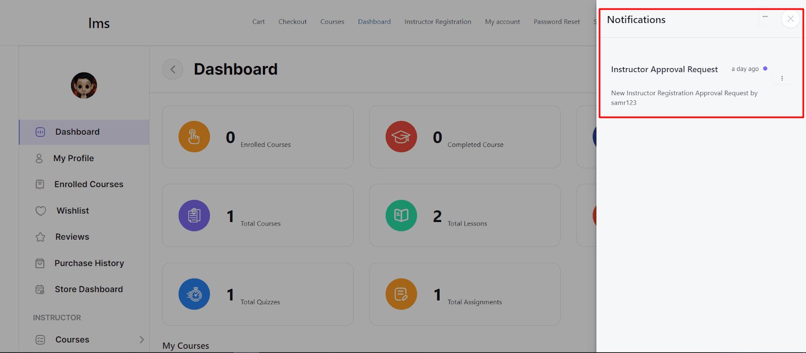 notification showing 
