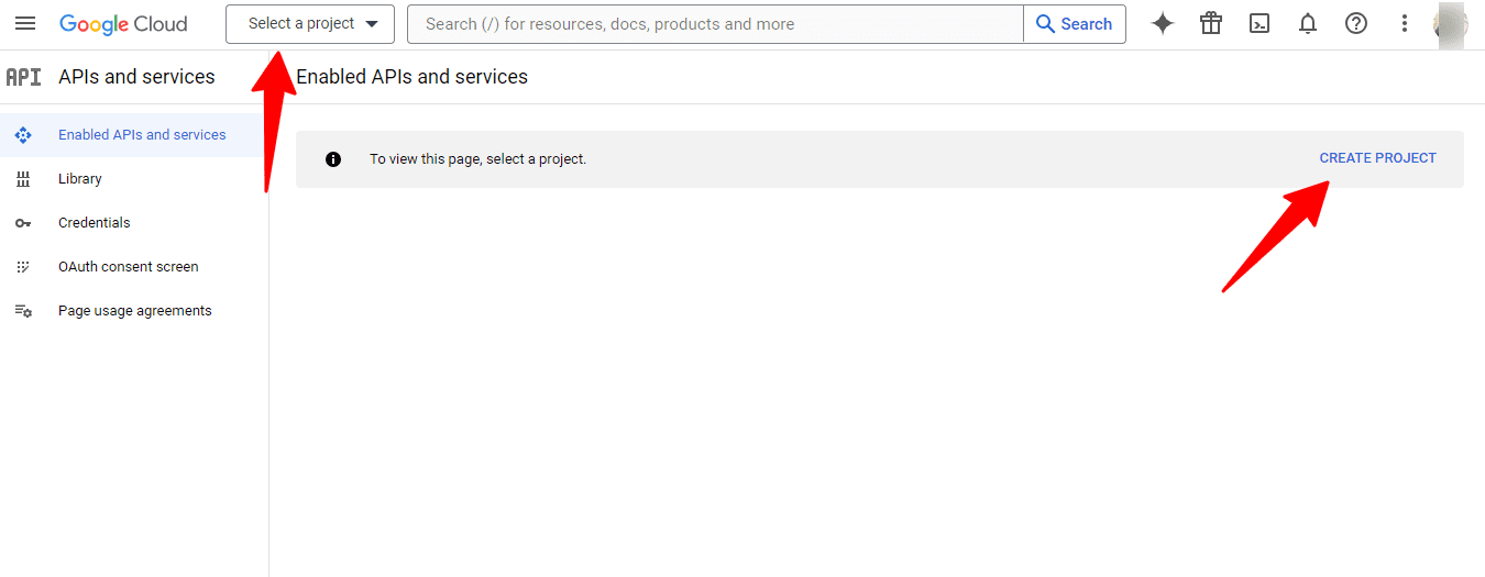create project for Academy LMS Google Meet Integration