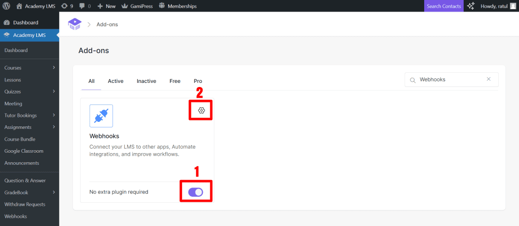 Active Webhooks addone
