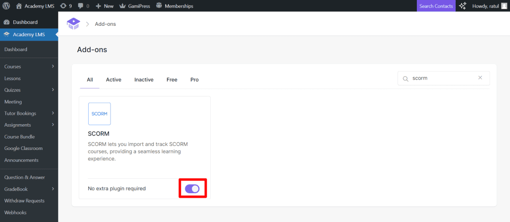 Active Academy LMS SCORM