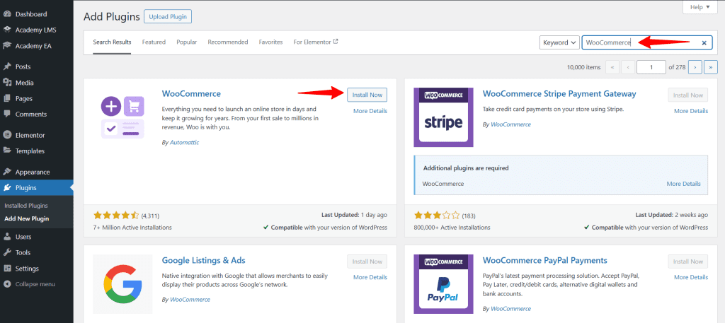 woocommerce installation 