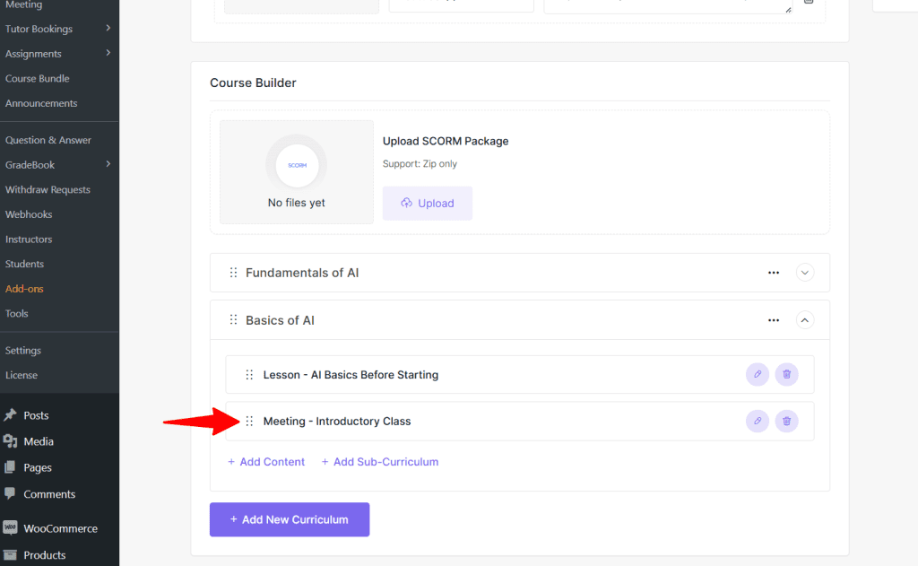 meeting added to the lesson