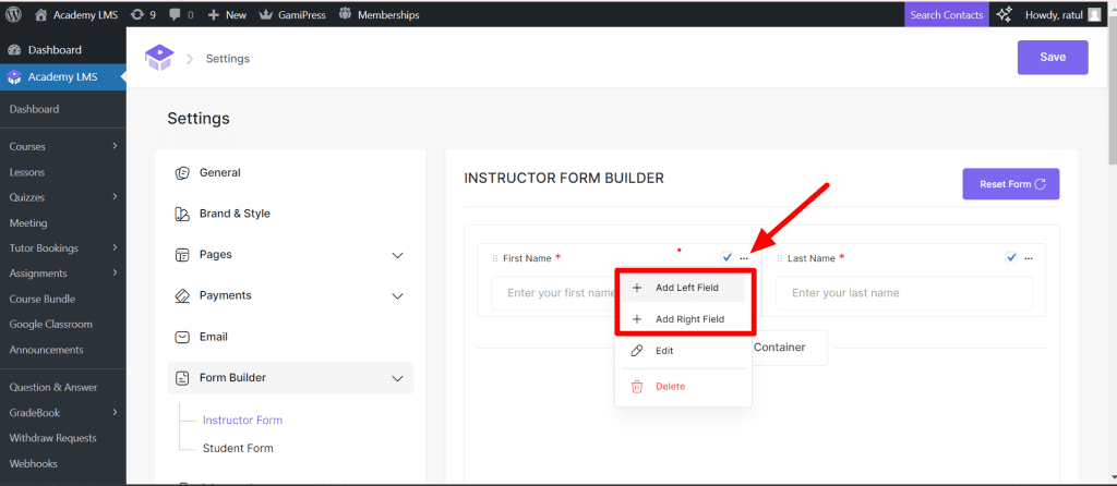 Instructor form builder