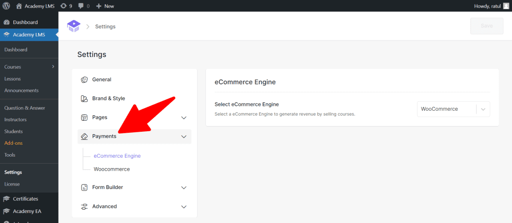 Academy LMS Payments
