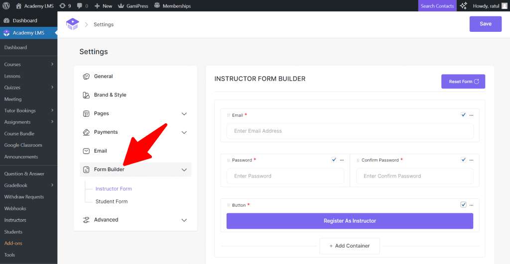 Academy LMS from builder 