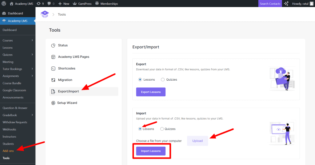 The Process of Lesson Export