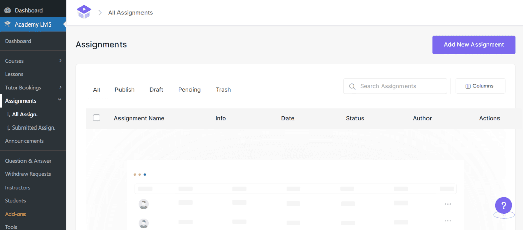 academy lms assignment addon