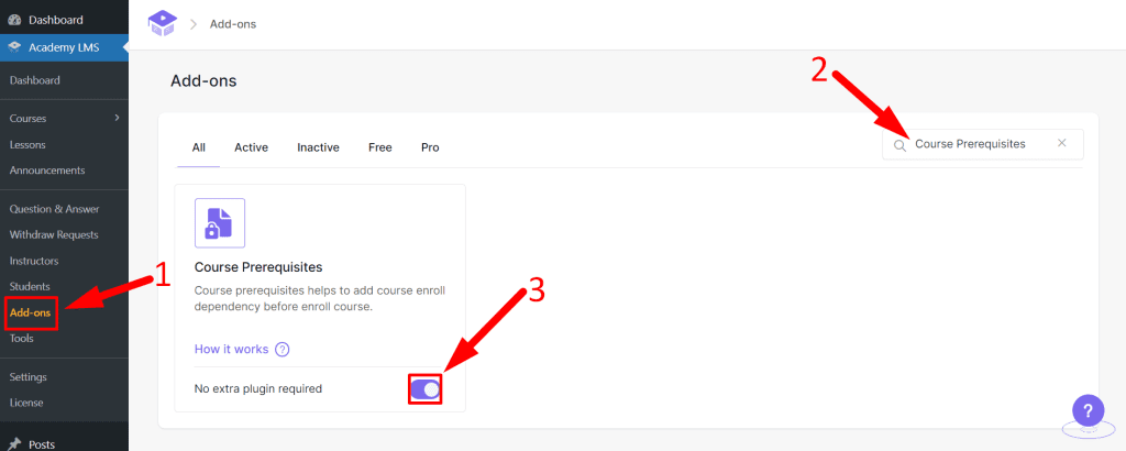 Course Prerequisites enabling