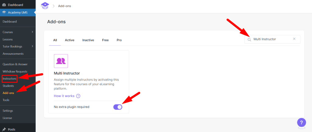 enable multi instructor addon