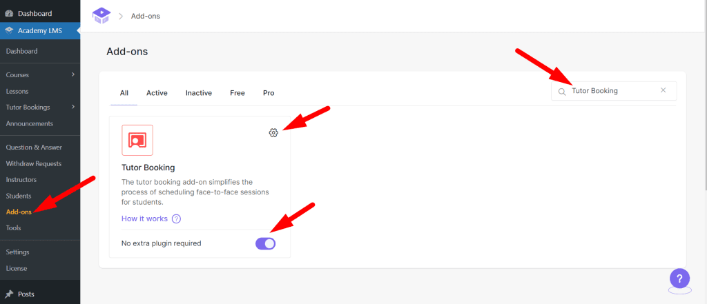 enable tutor booking addon