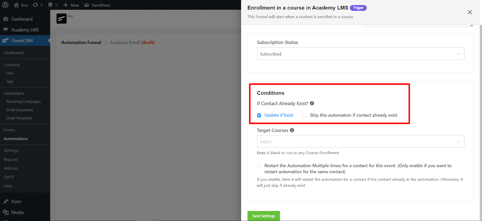 set condition for automation
