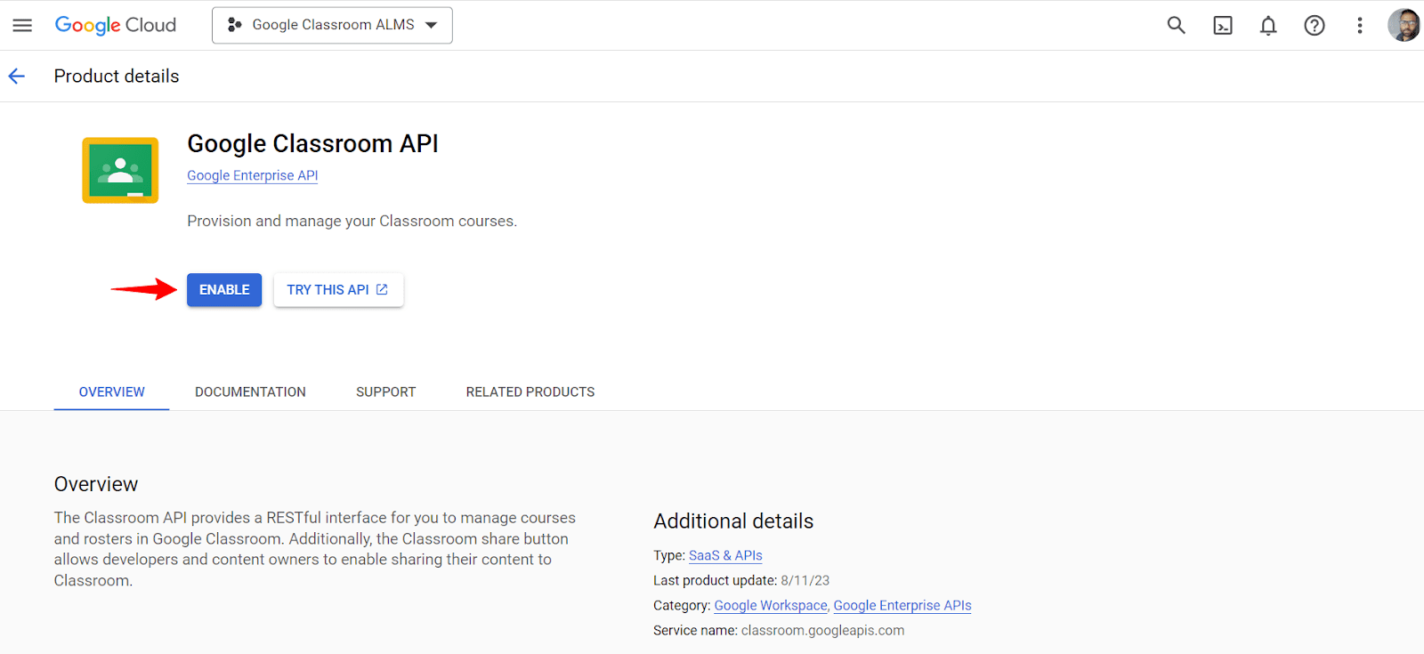 enable google classroom apni