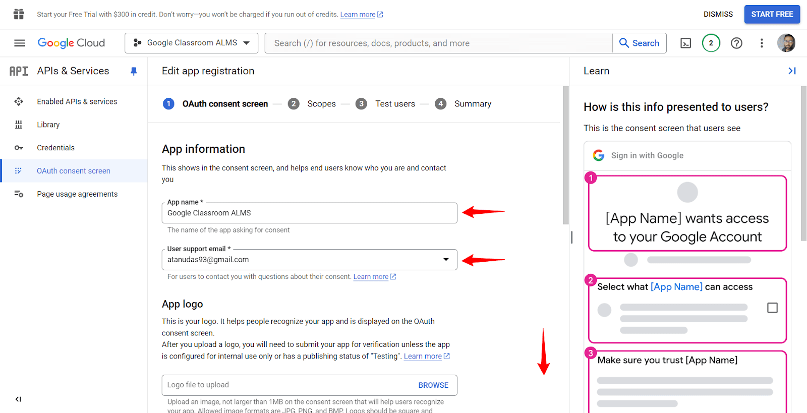 oauth consent screen setup