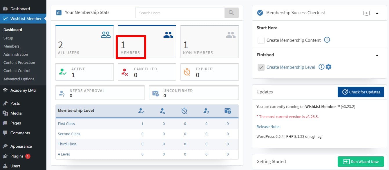 showing one member from wishlist memebr dashboard
