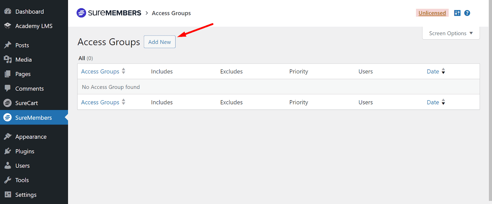 add new access groups