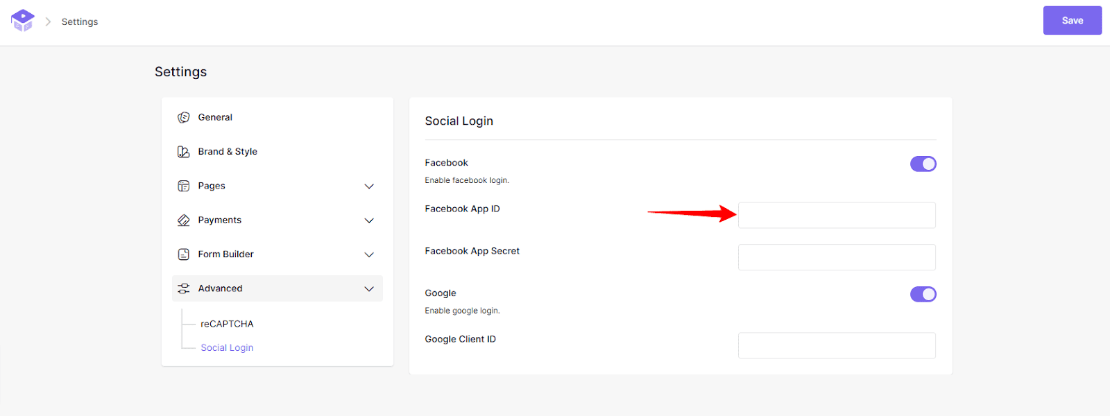 facebook app id paste