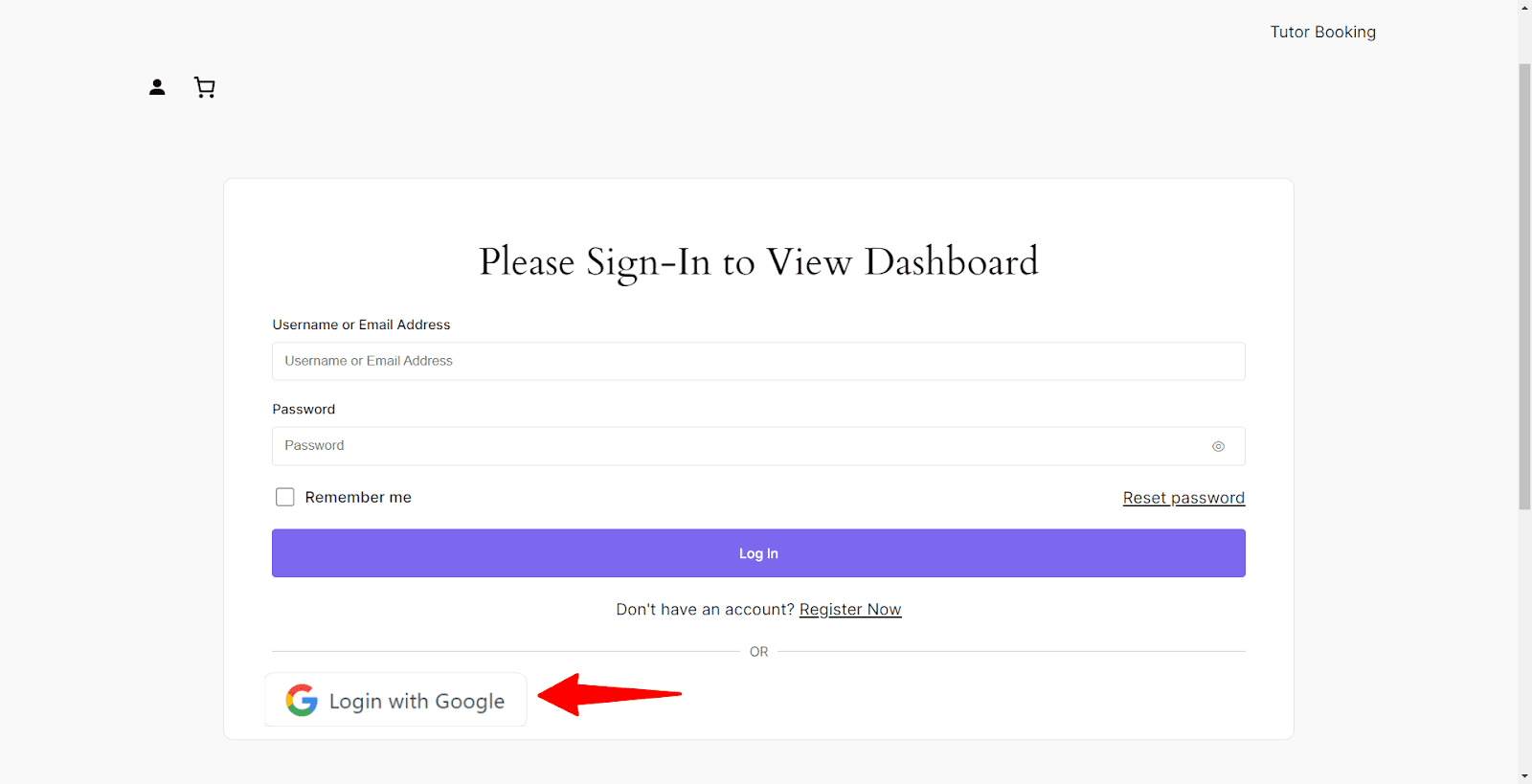 login with google option
