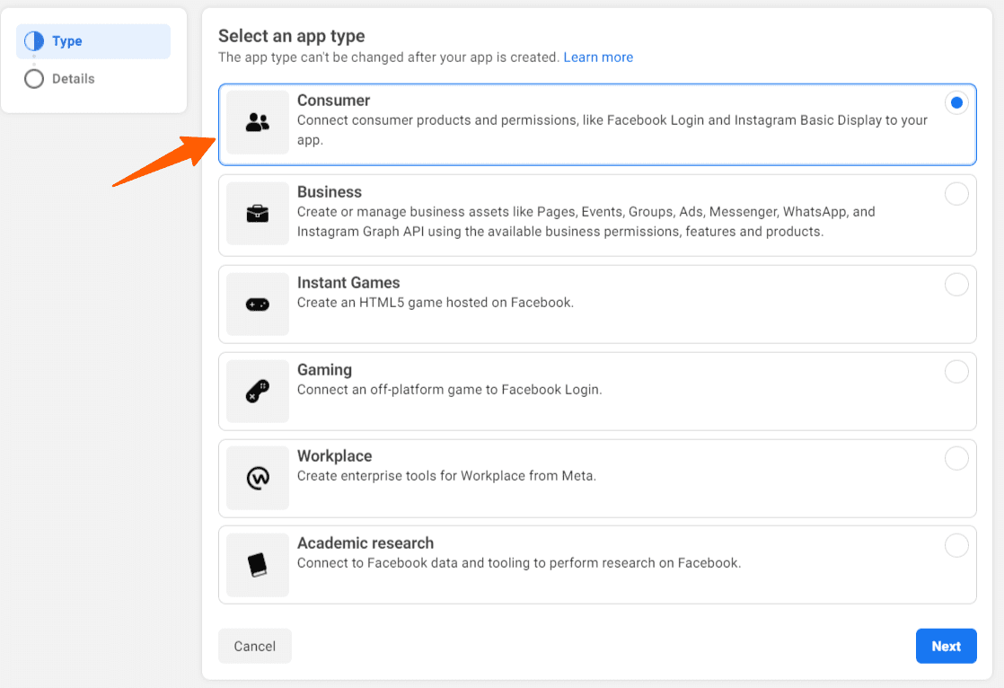 select app type consumer
