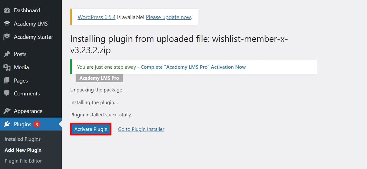 Acatiavate wishlist members for WishList Member with Academy LMS integraio