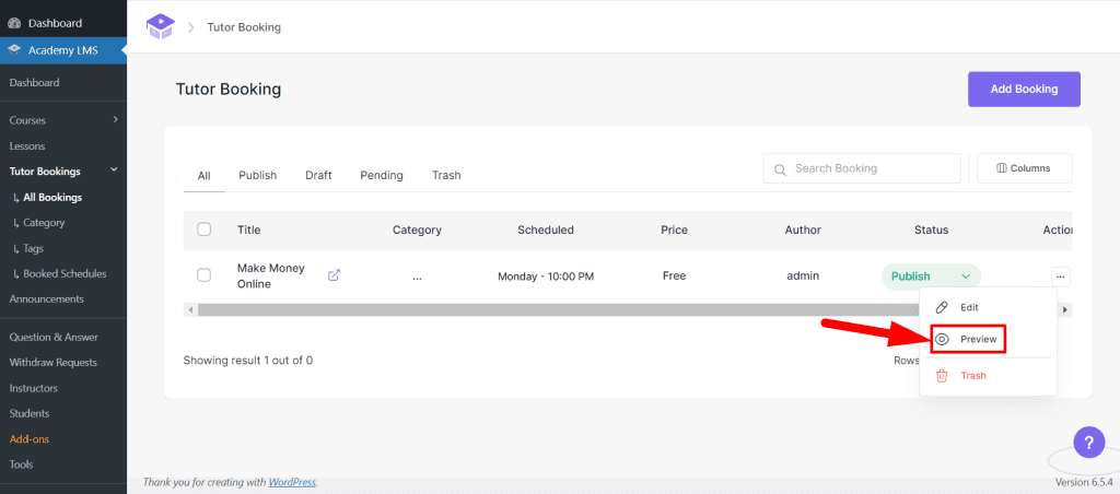 preview tutor booking