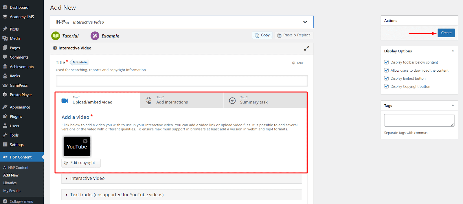 Add Media in H5P Player