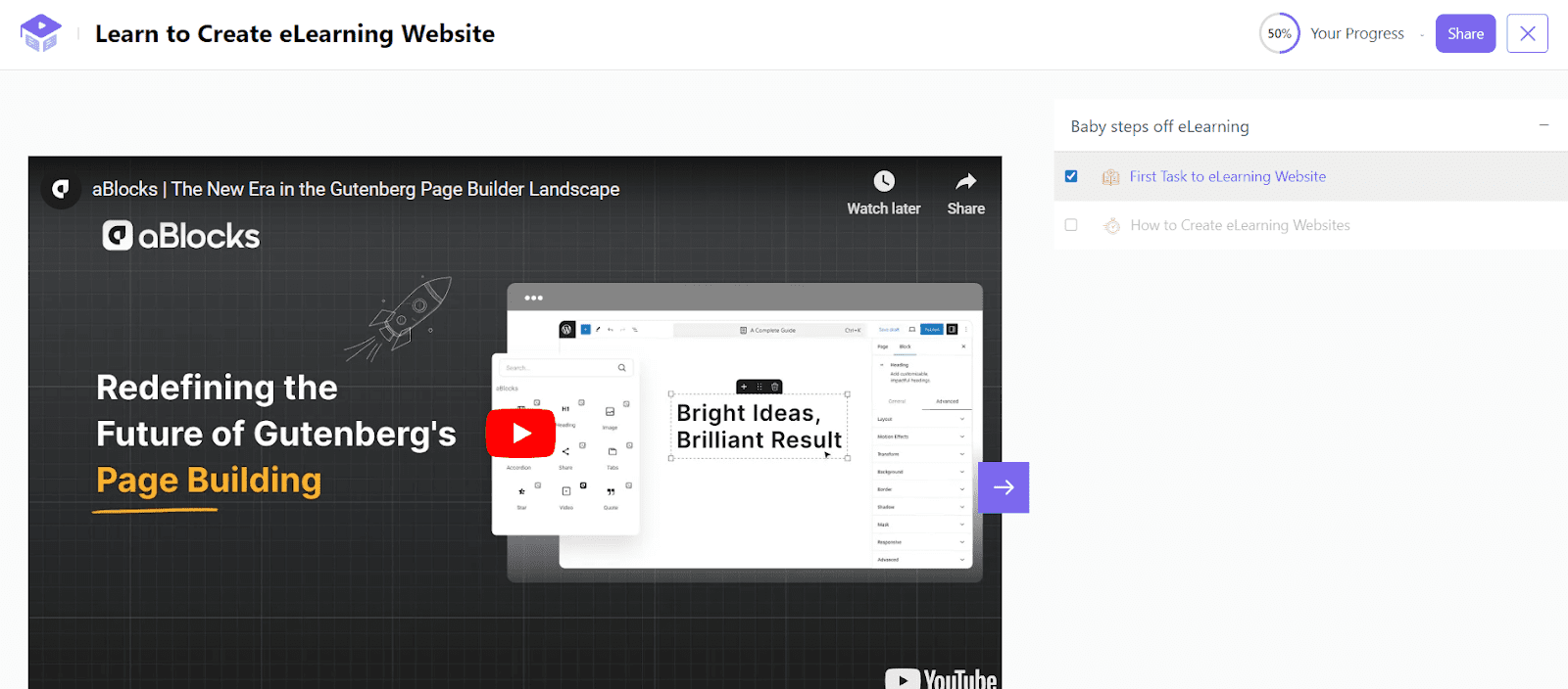 how it will display in the Learn Page