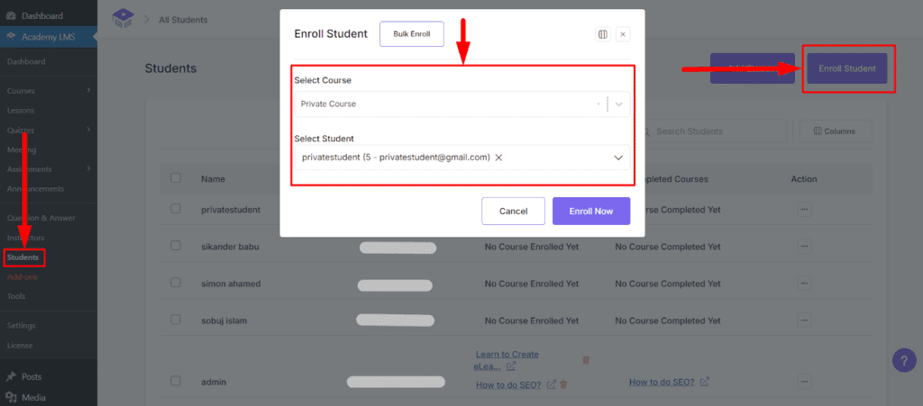 Manually Enroll Students