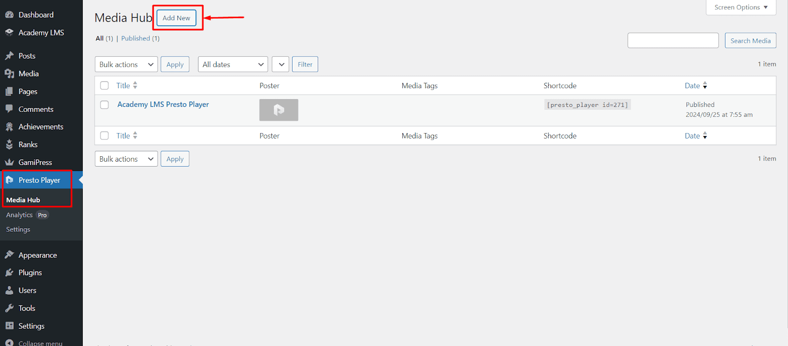 Add Media in Presto Player